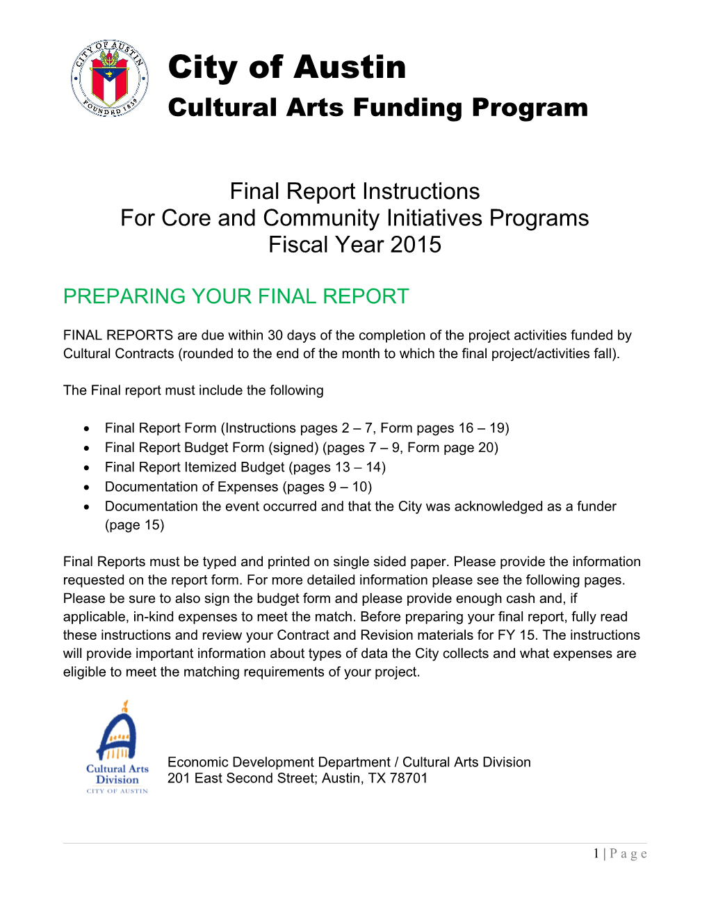 Cultural Arts Funding Program