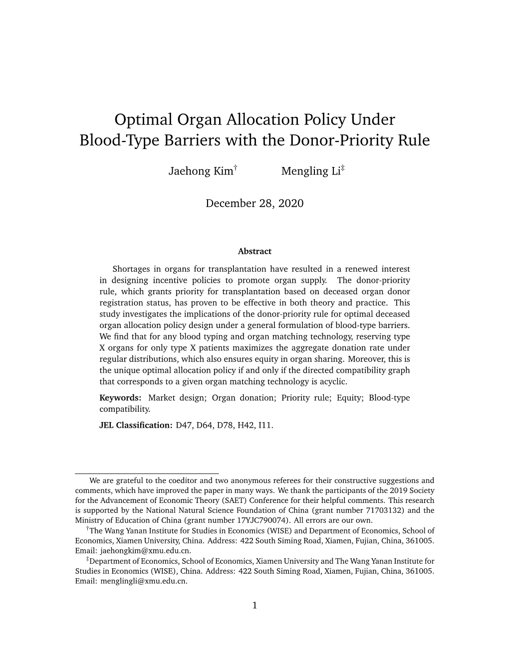 Optimal Organ Allocation Policy Under Blood-Type Barriers with the Donor-Priority Rule