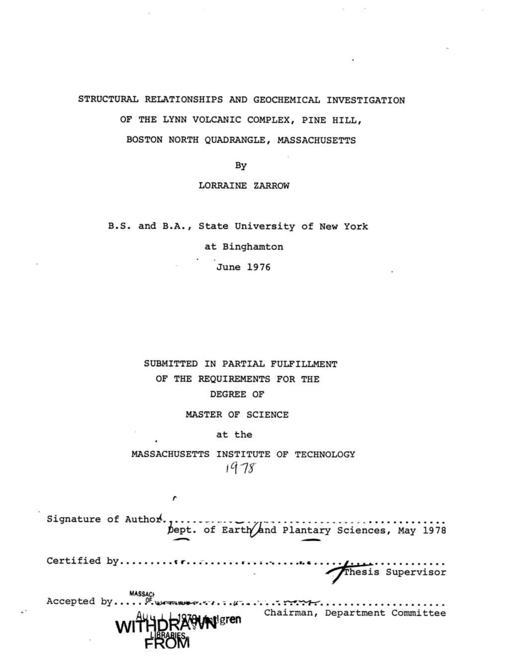 Structural Relationships and Geochemical Investigation