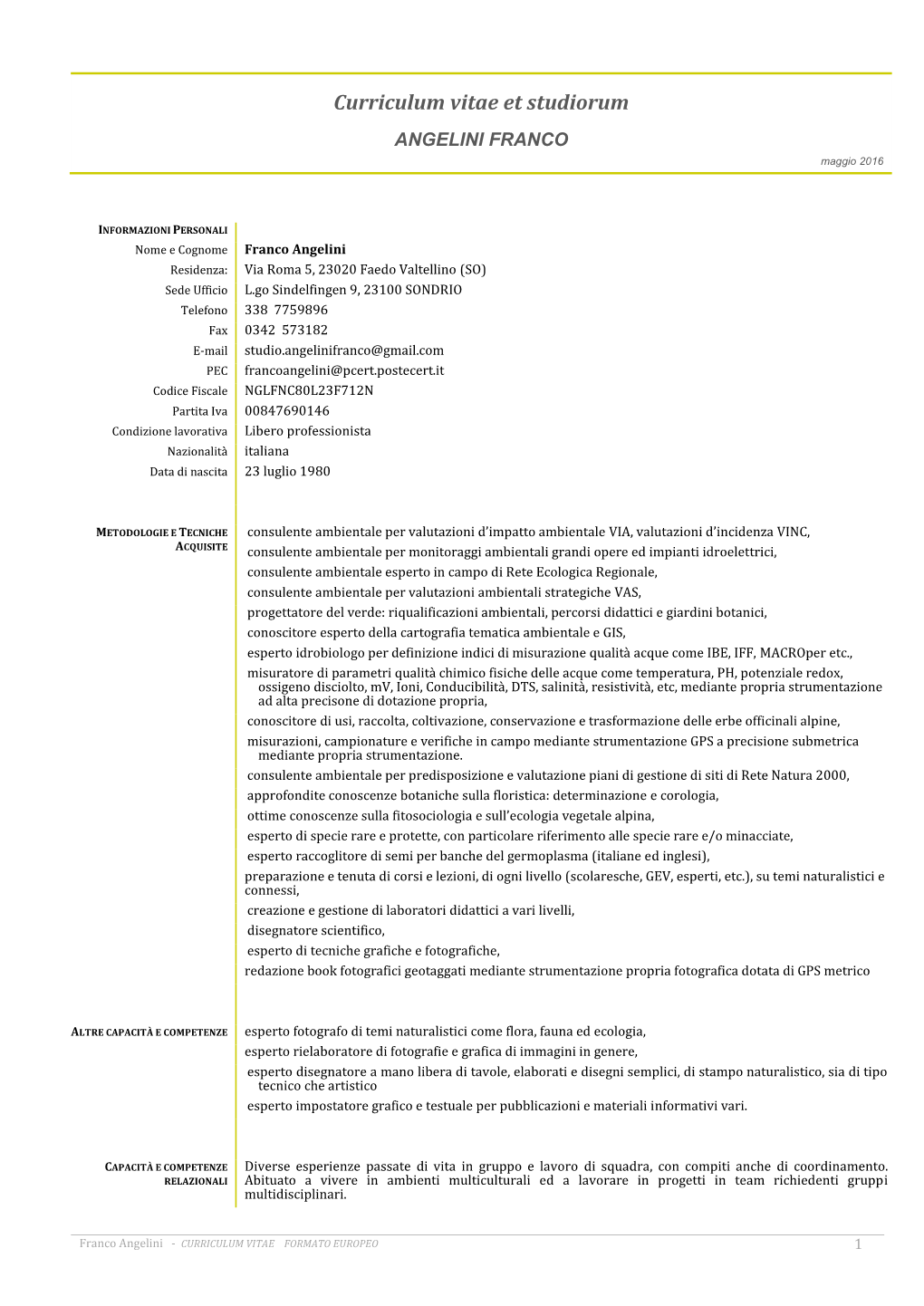 Curriculum Vitae Et Studiorum