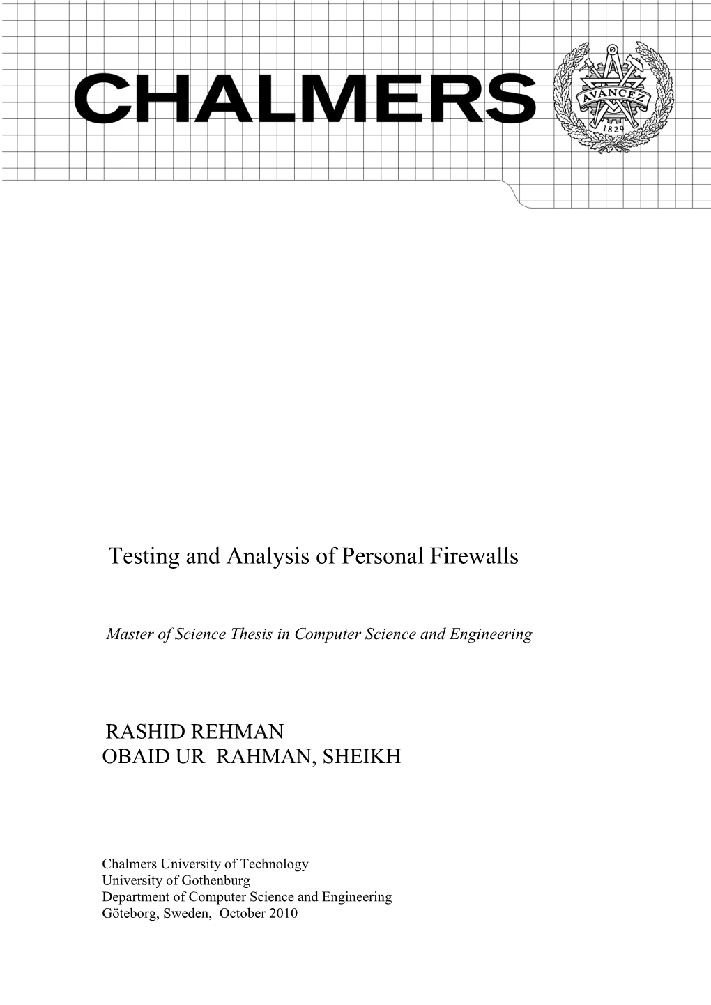 Testing and Analysis of Personal Firewalls