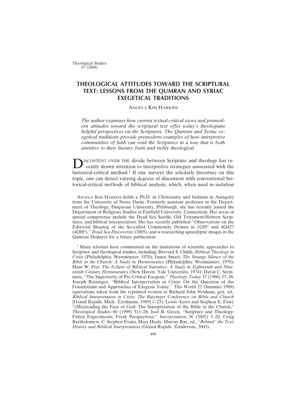 Theological Attitudes Toward the Scriptural Text: Lessons from the Qumran and Syriac Exegetical Traditions