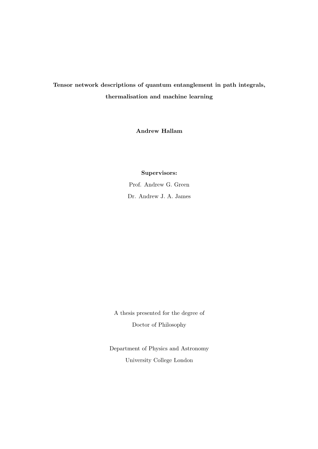 Tensor Network Descriptions of Quantum Entanglement in Path Integrals