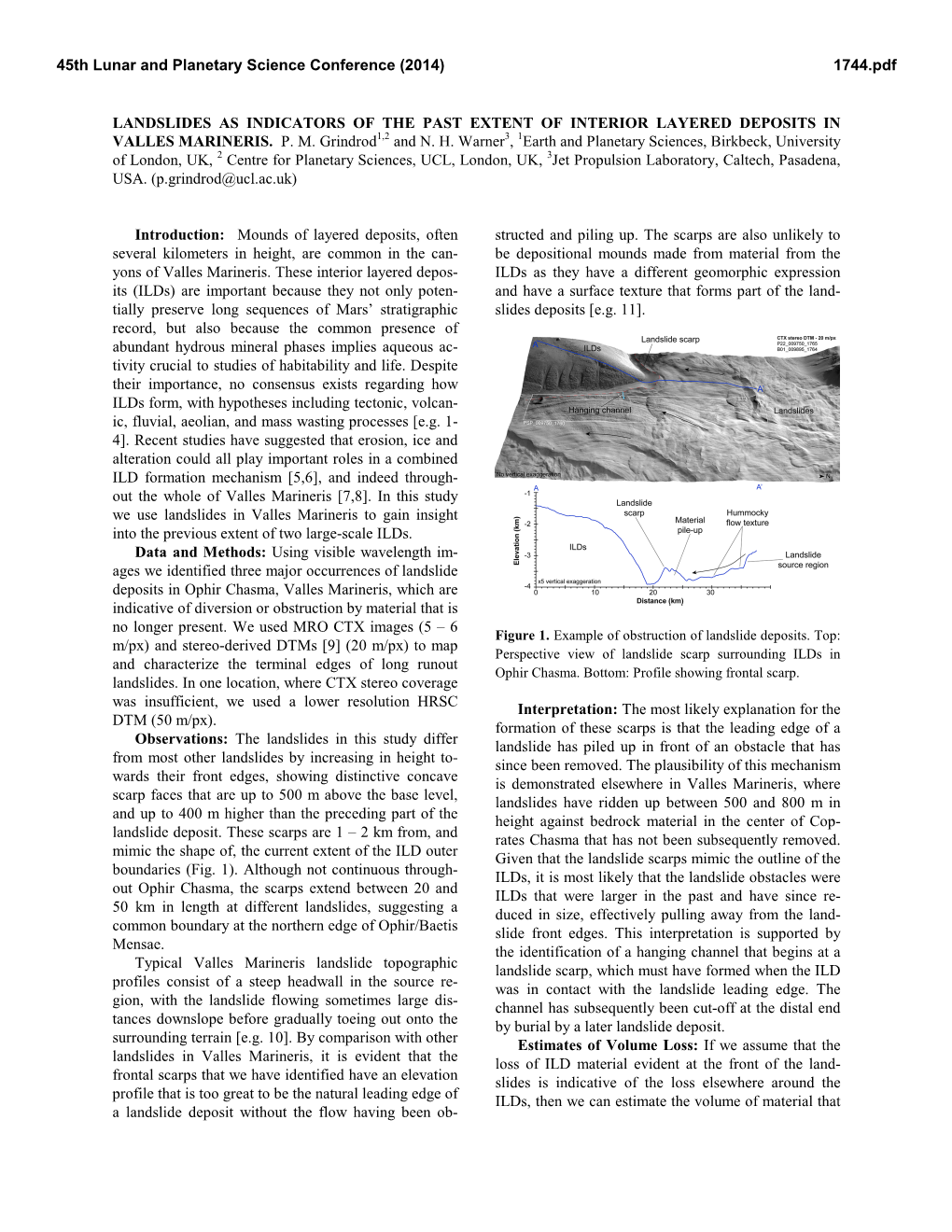 Landslides As Indicators of the Past Extent of Interior Layered Deposits in Valles Marineris