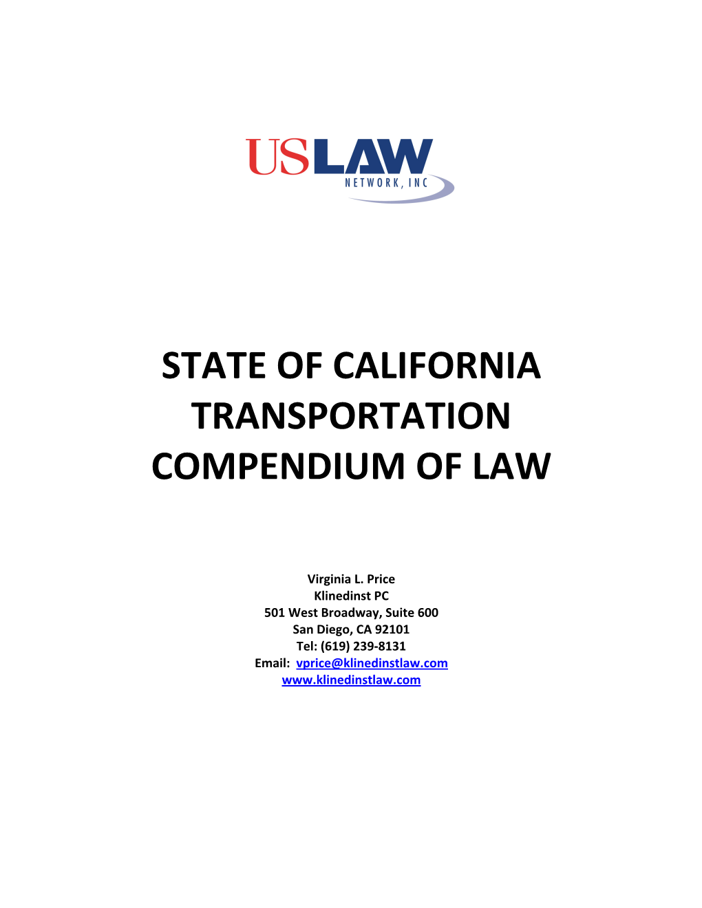 State of California Transportation Compendium of Law