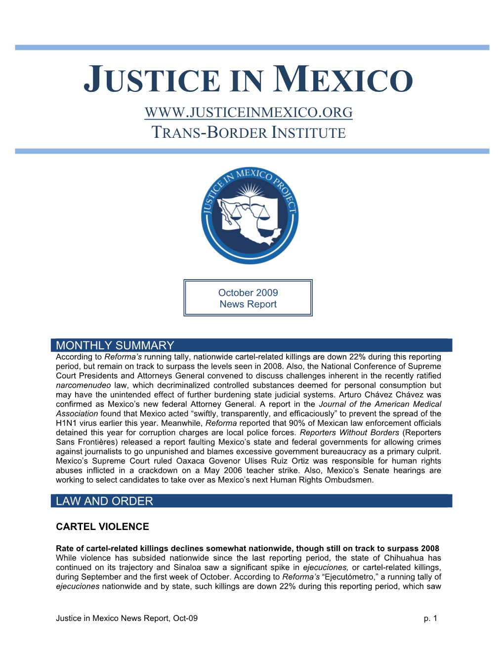 Justice in Mexico Trans-Border Institute
