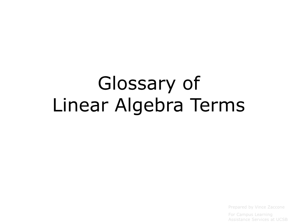 Linear Algebra Glossary