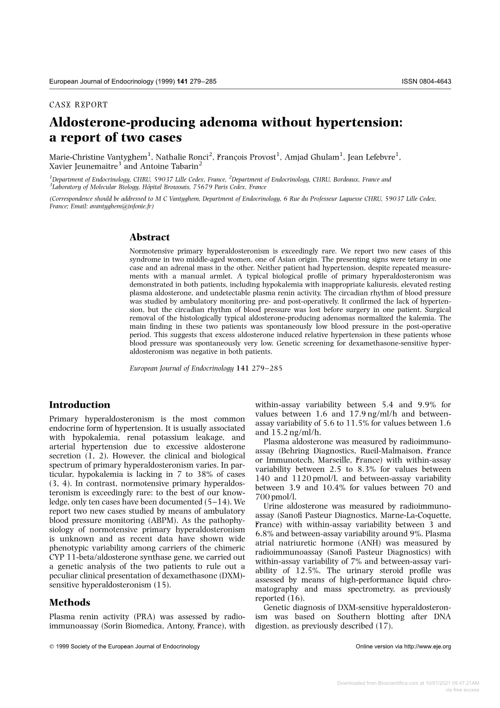 Aldosterone-Producing Adenoma Without Hypertension: a Report of Two Cases