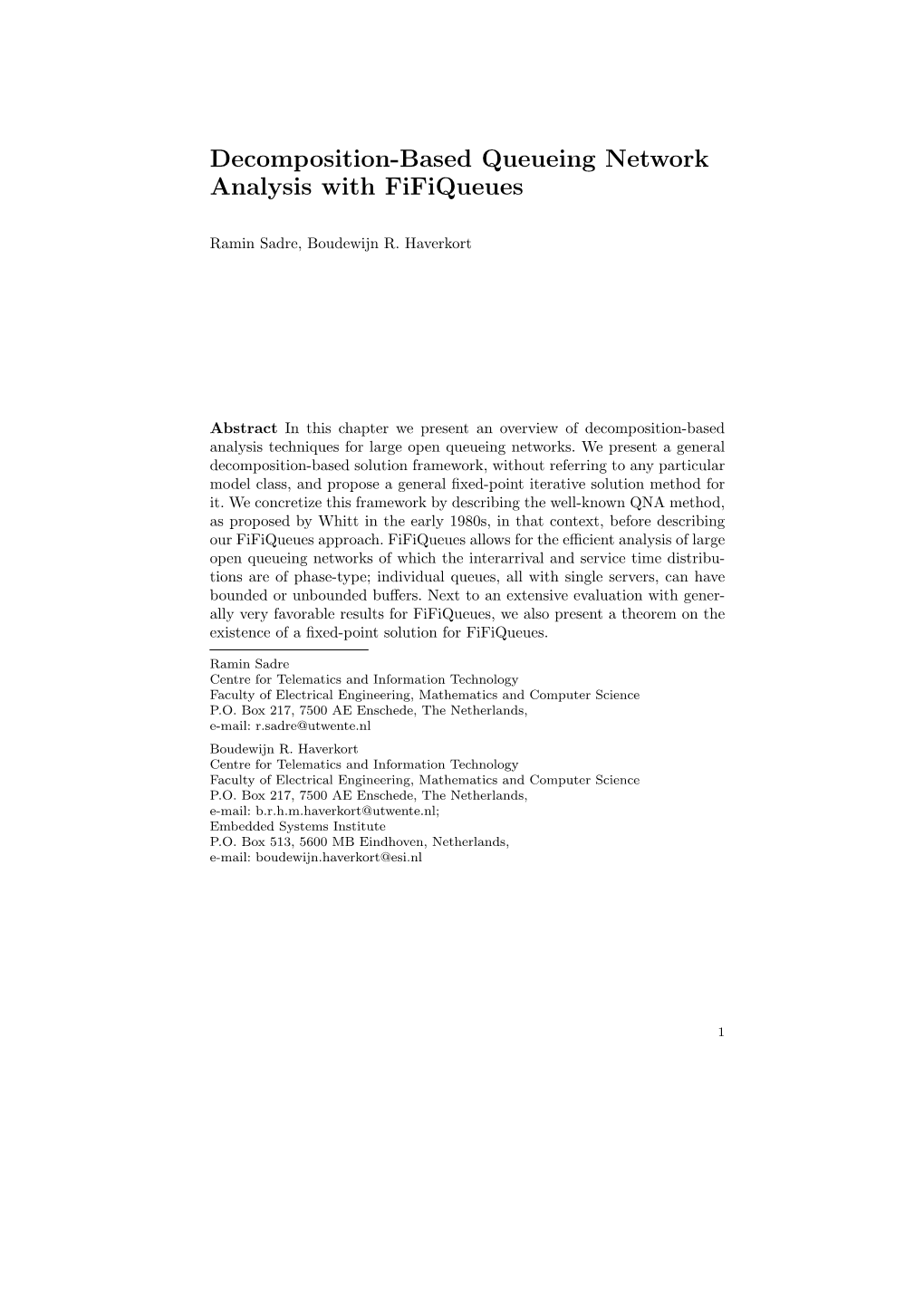 Decomposition-Based Queueing Network Analysis with Fifiqueues