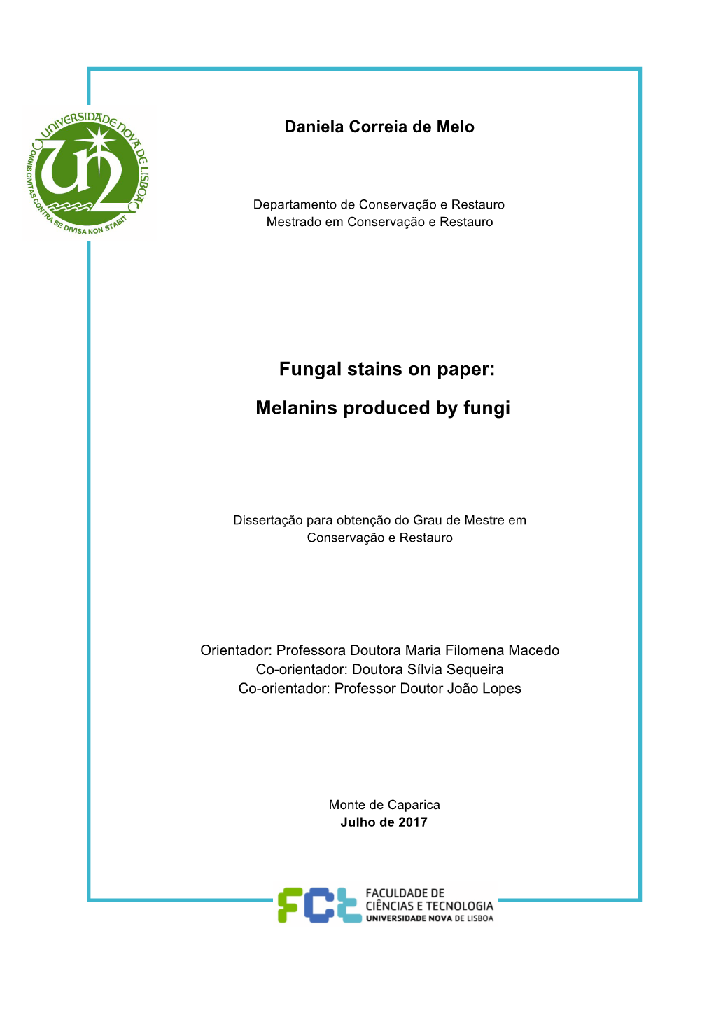 Fungal Stains on Paper: Melanins Produced by Fungi