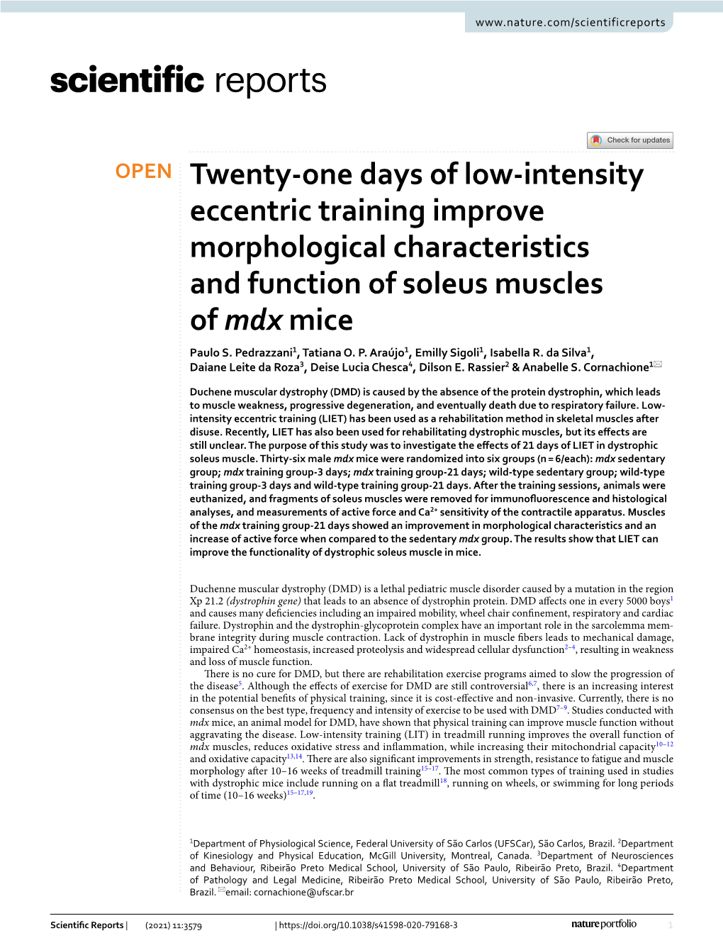 Twenty-One Days of Low-Intensity Eccentric Training Improve
