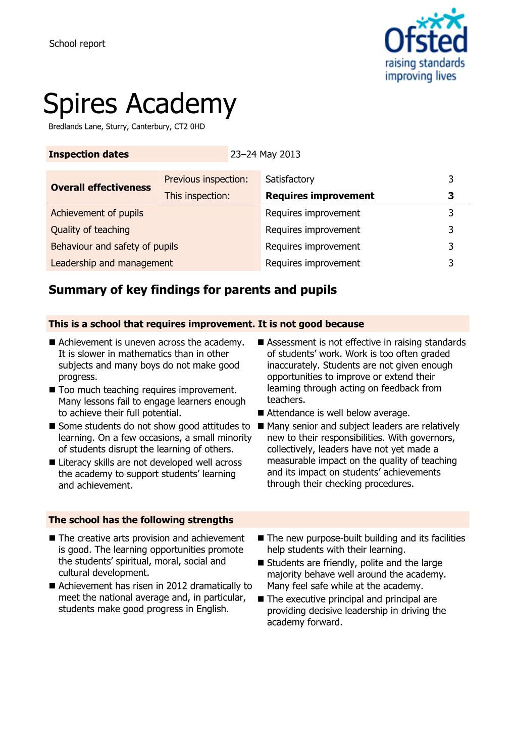 Spires Academy Bredlands Lane, Sturry, Canterbury, CT2 0HD