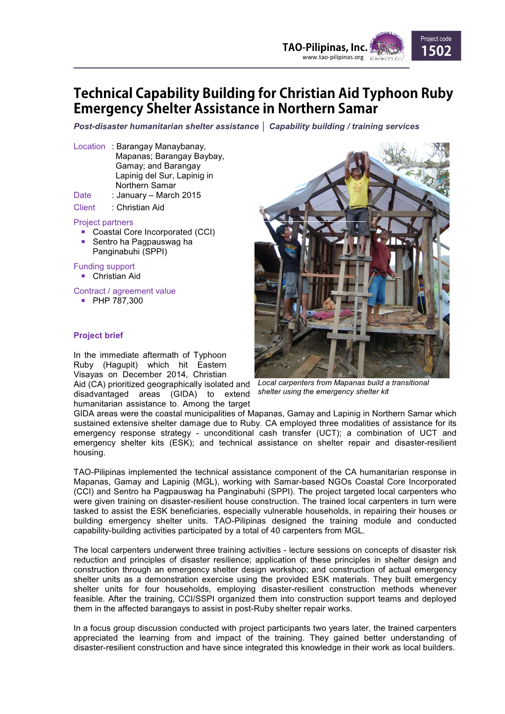 Technical Capability Building for Christian Aid Typhoon Ruby