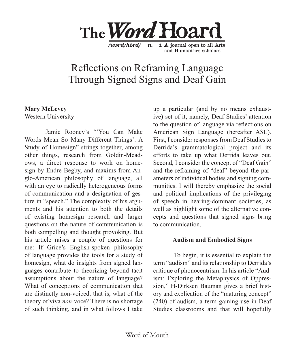 Reflections on Reframing Language Through Signed Signs and Deaf Gain