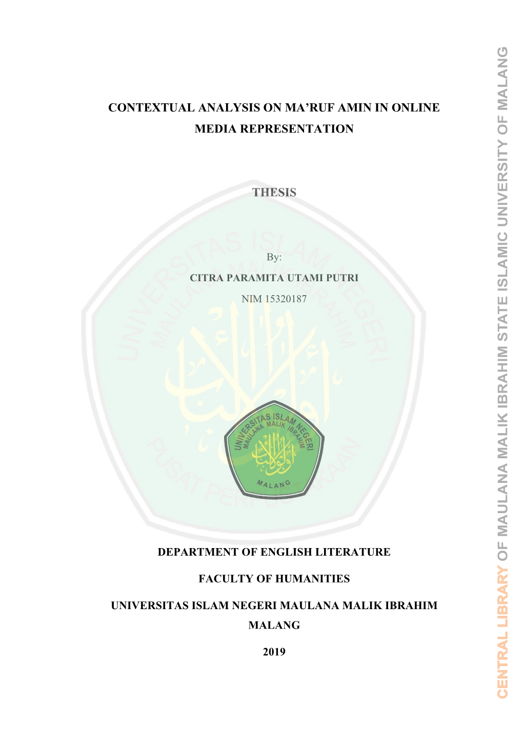 Contextual Analysis on Ma'ruf Amin in Online Media Representation Thesis
