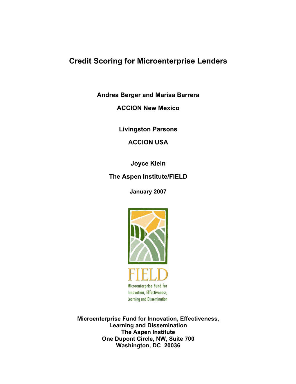 Credit Scoring for Microenterprise Lenders