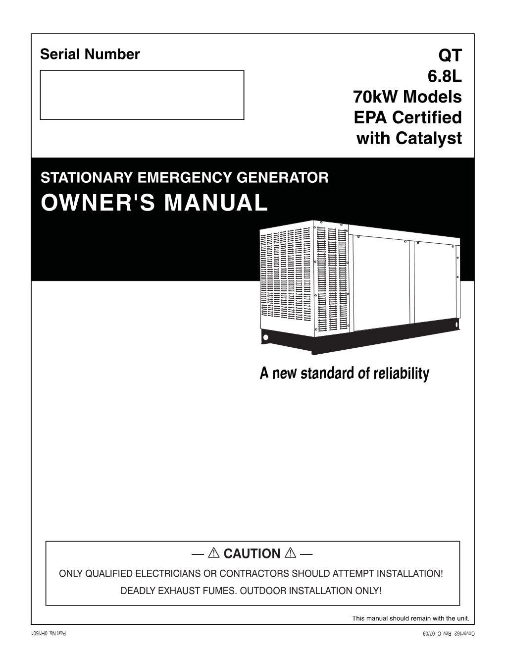 Stationary Emergency Generator Owner's Manual