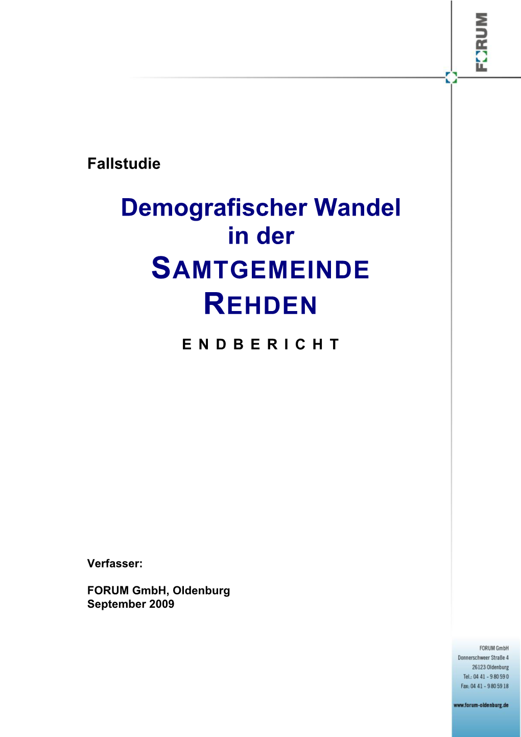 Demografischer Wandel in Der SAMTGEMEINDE REHDEN