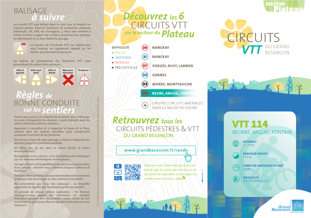 VTT Sont Balisés Dans Un Seul Sens Et Longent Ou Croisent Parfois D’Autres Itinéraires De Randonnée Existants CIRCUITS VTT (Véloroute, GR, GRP, Via Francigena...)