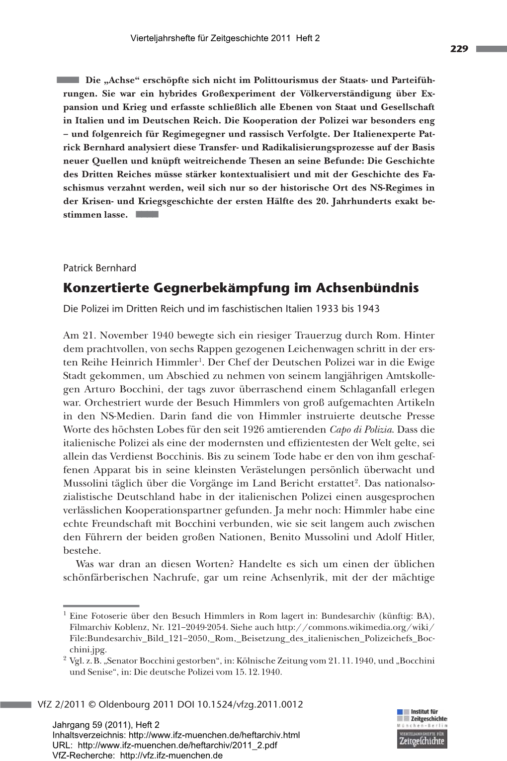 Konzertierte Gegnerbekämpfung Im Achsenbündnis Die Polizei Im Dritten Reich Und Im Faschistischen Italien 1933 Bis 1943