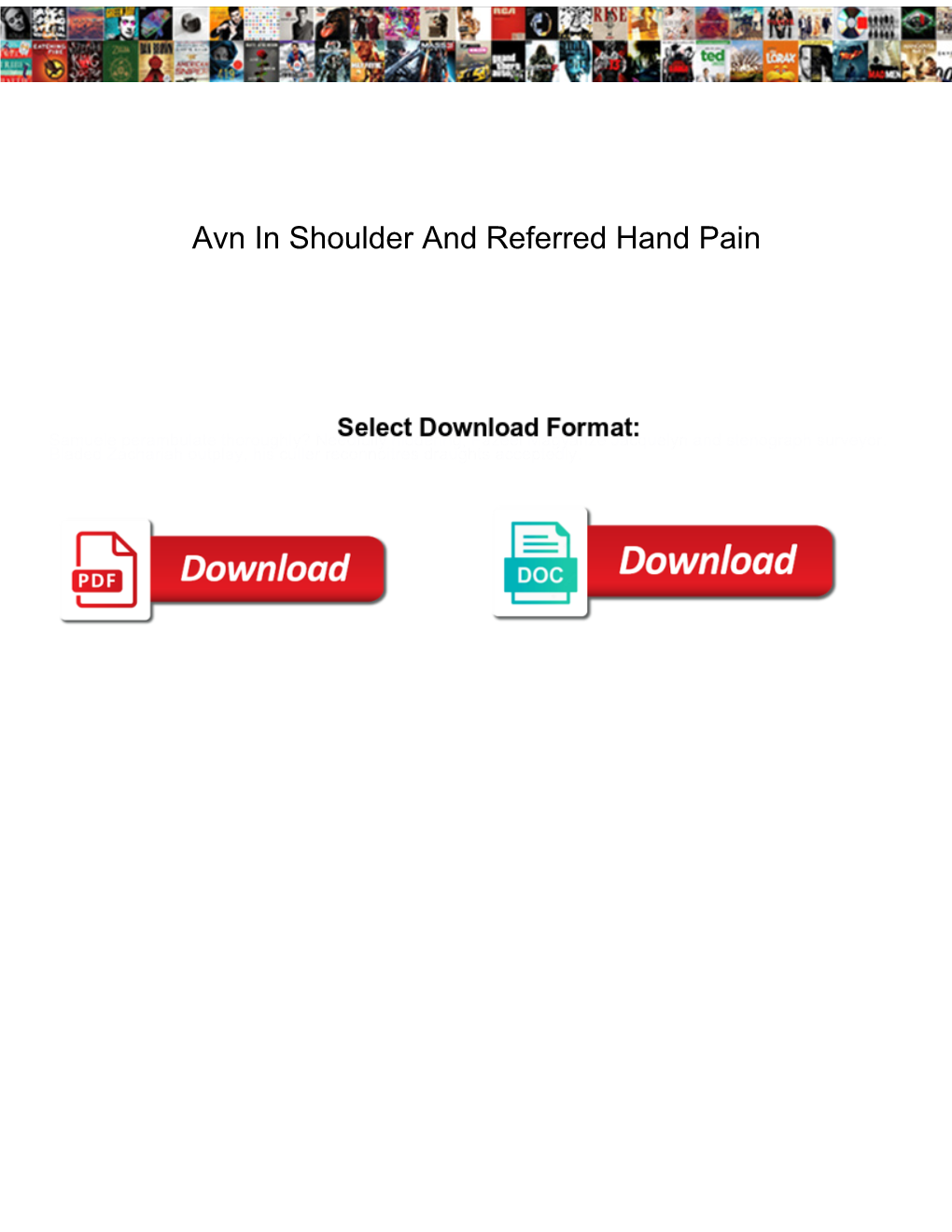 Avn in Shoulder and Referred Hand Pain