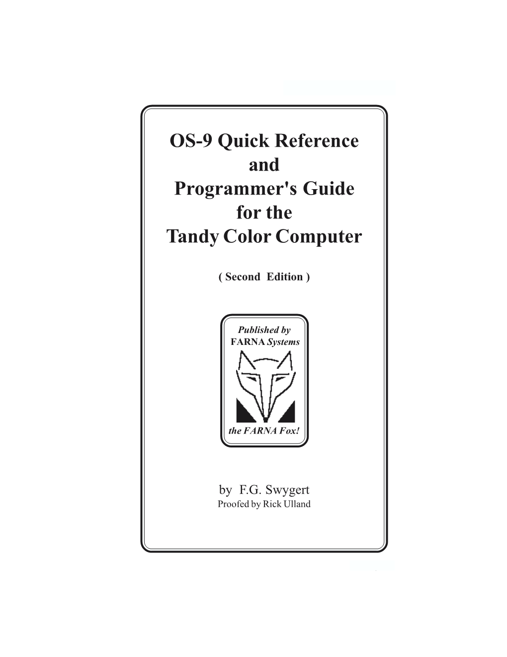 OS-9 Quick Reference and Programmer's Guide for the Tandy Color Computer