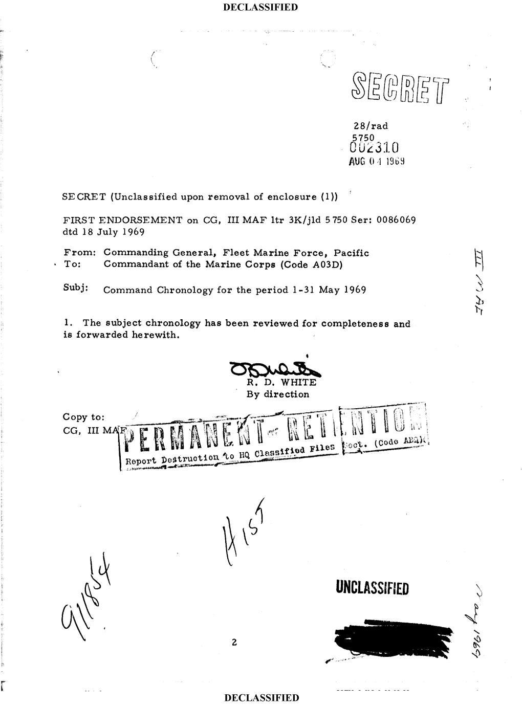 Unclassified Upon Removal of Enclosure (1))