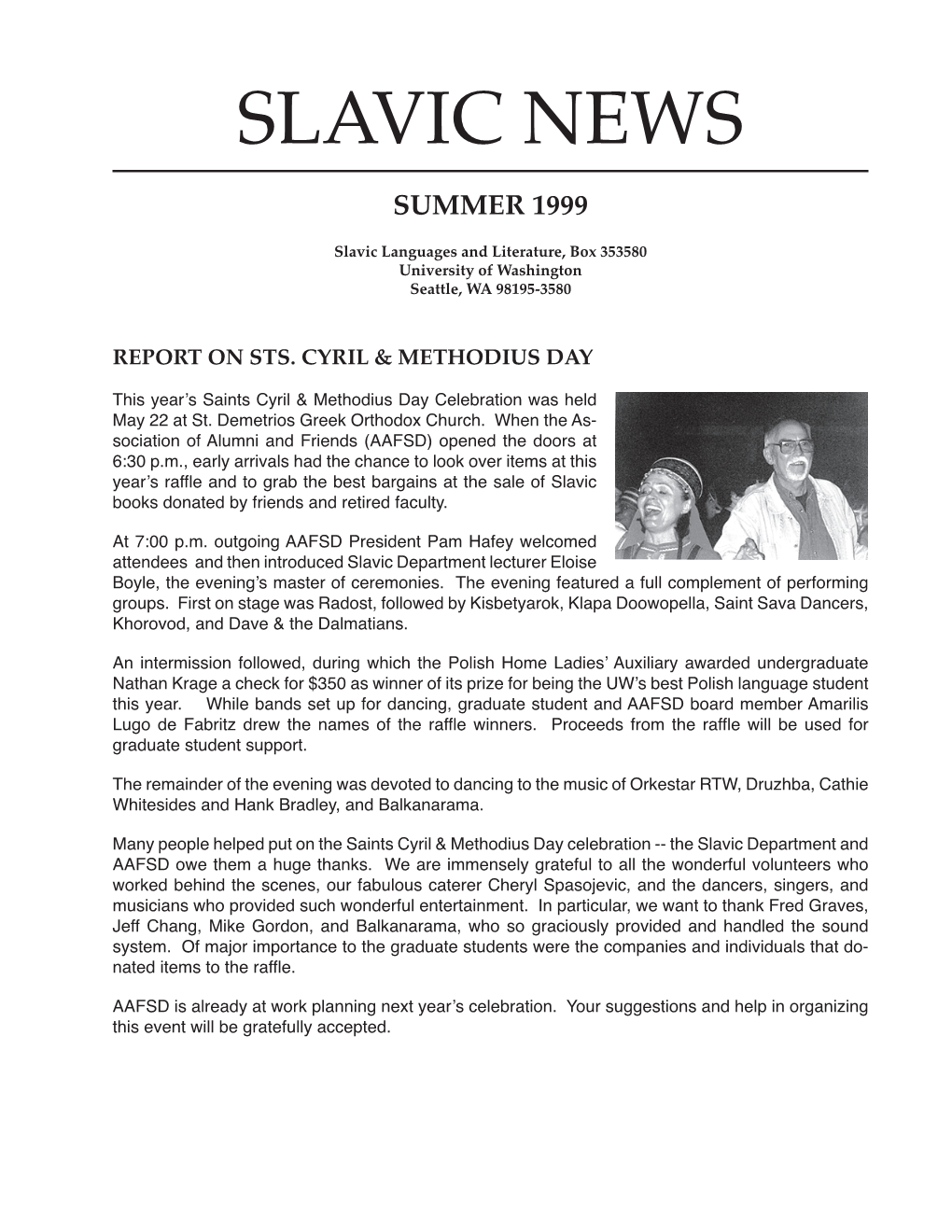 Summer 1999 Newsletter (PDF)