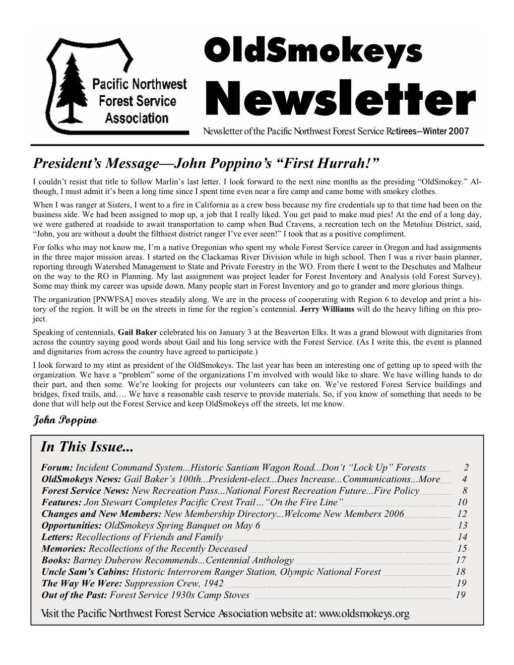 Newsletter of the Pacific Northwest Forest Service Rewluhhv³:LQWHU