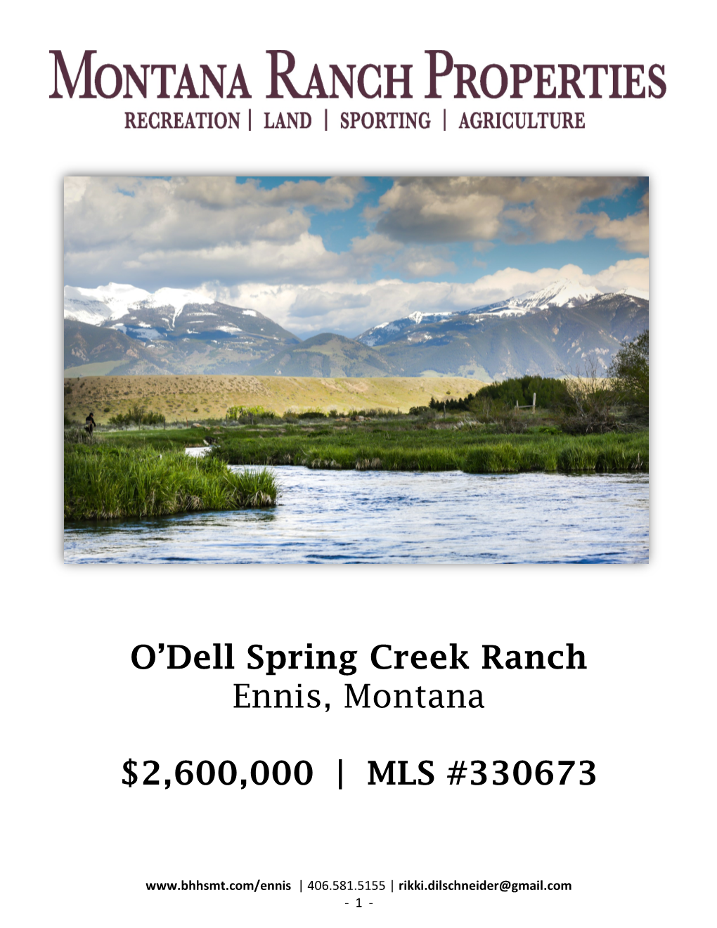 O'dell Spring Creek Ranch Ennis, Montana $2600000