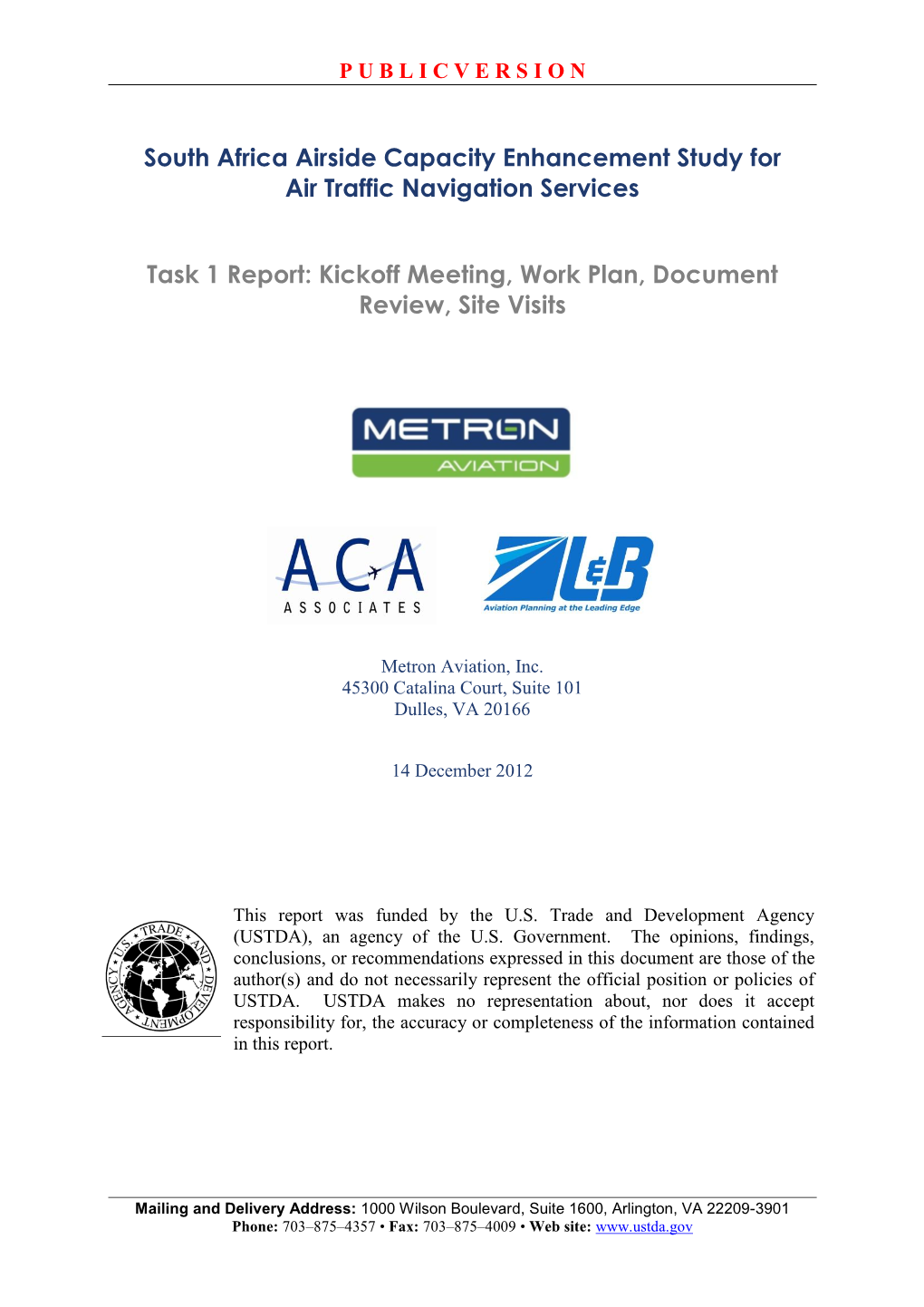 South Africa Airside Capacity Enhancement Study for Air Traffic Navigation Services