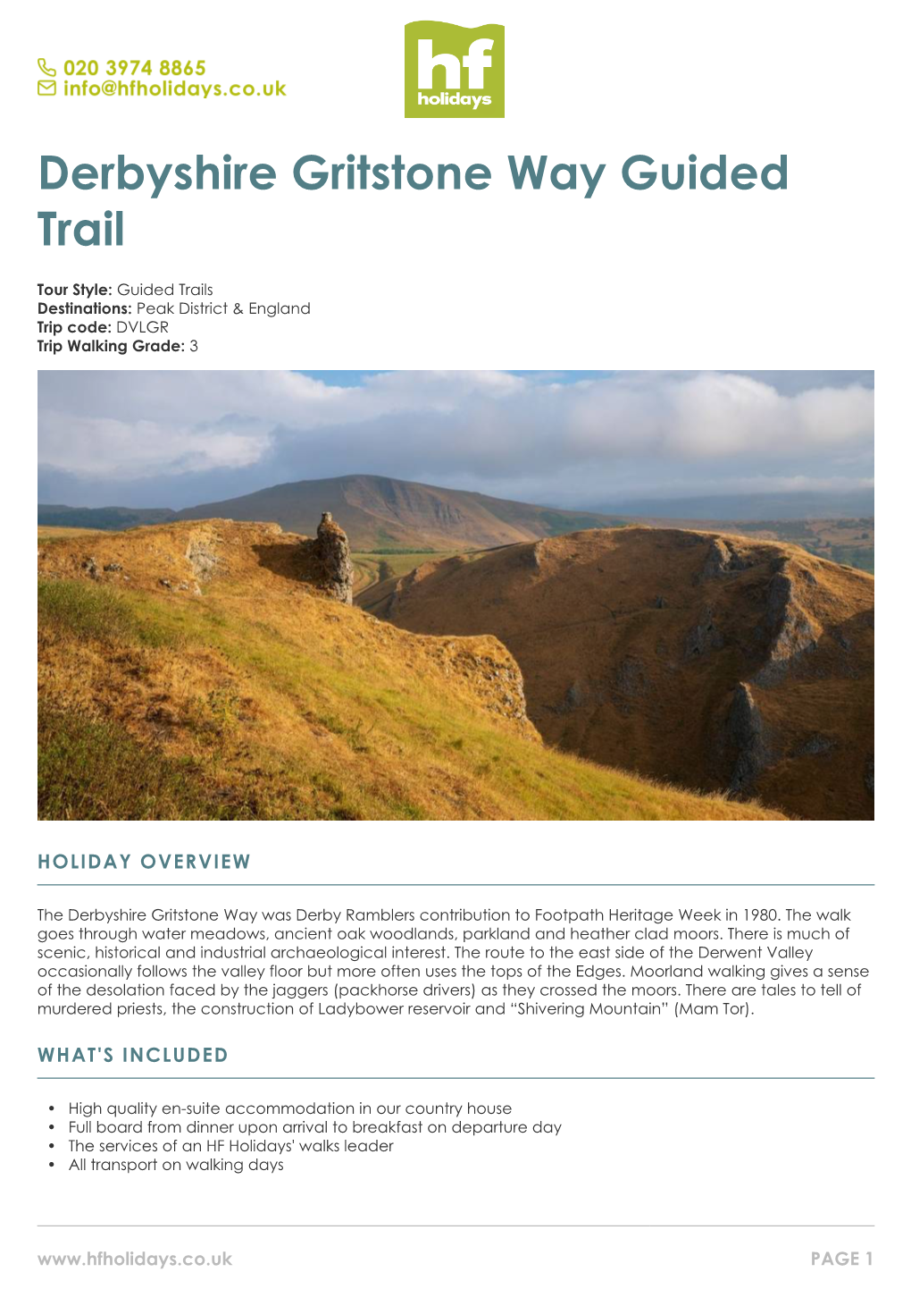 Derbyshire Gritstone Way Guided Trail