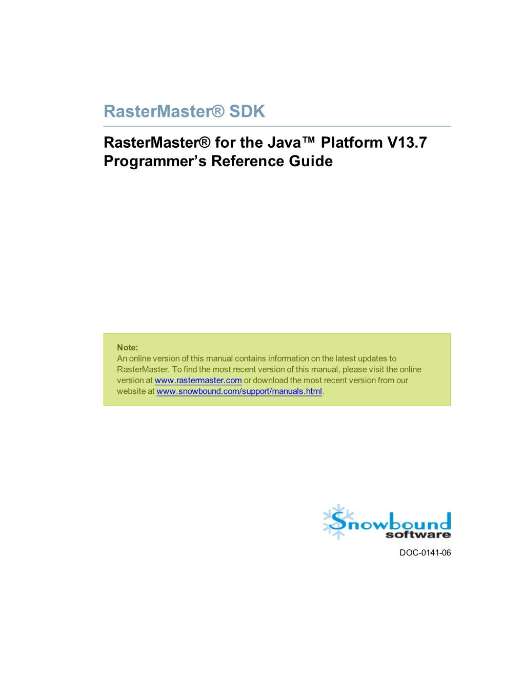 Rastermaster® for the Java™ Platform V13.7 Programmer's Reference