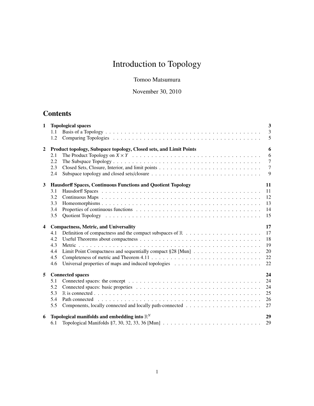 Introduction to Topology