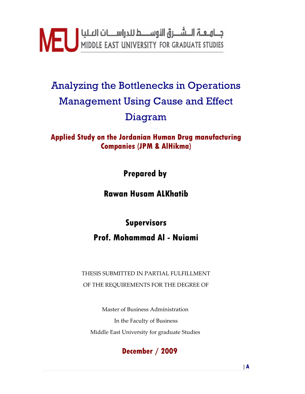 Bottlenecks in Operations Management Using Cause and Effect Diagram 