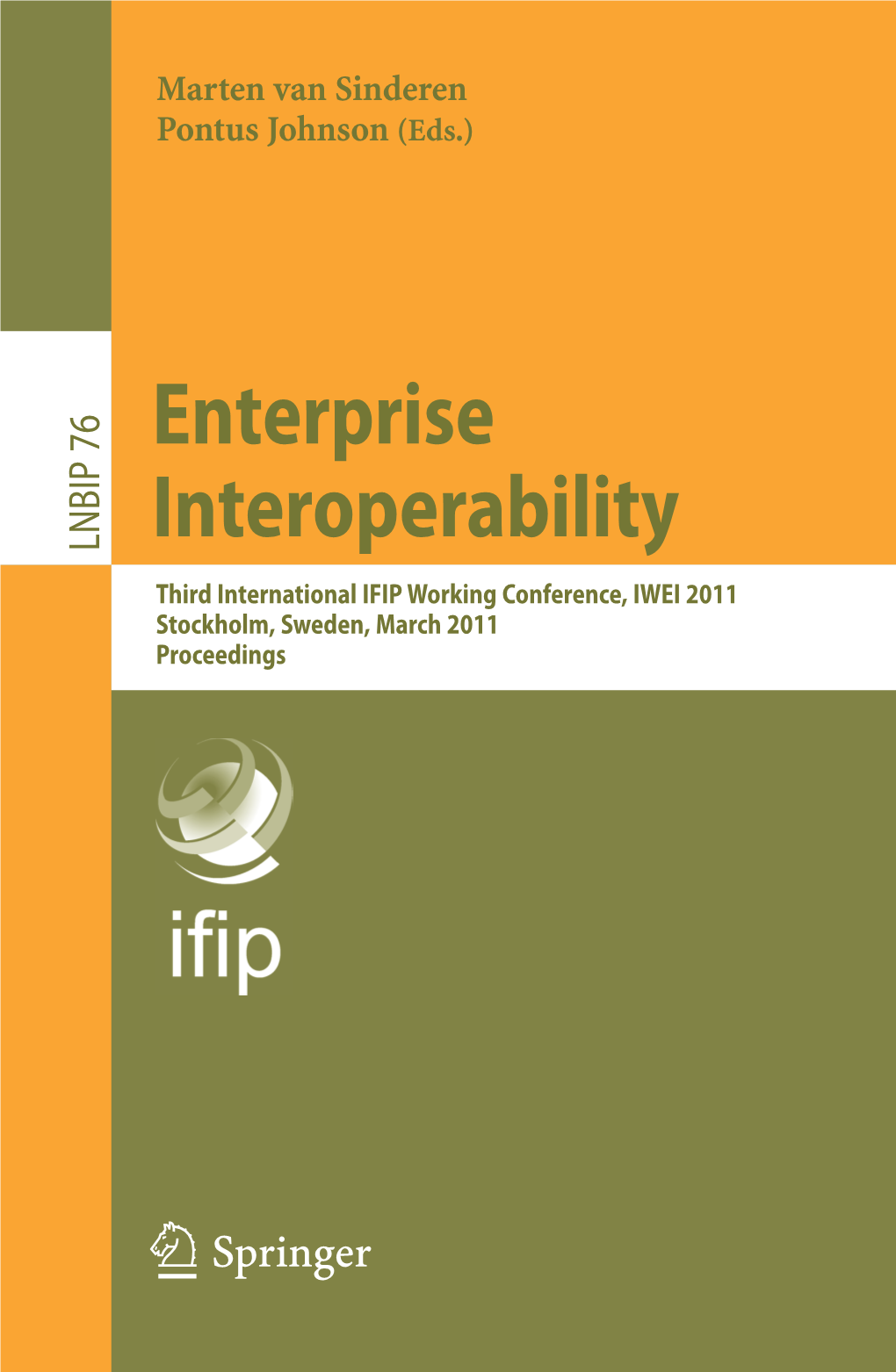 Enterprise Interoperability Marten Van Sinderen Pontus
