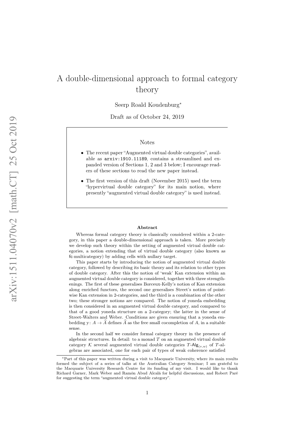 A Double-Dimensional Approach to Formal Category Theory