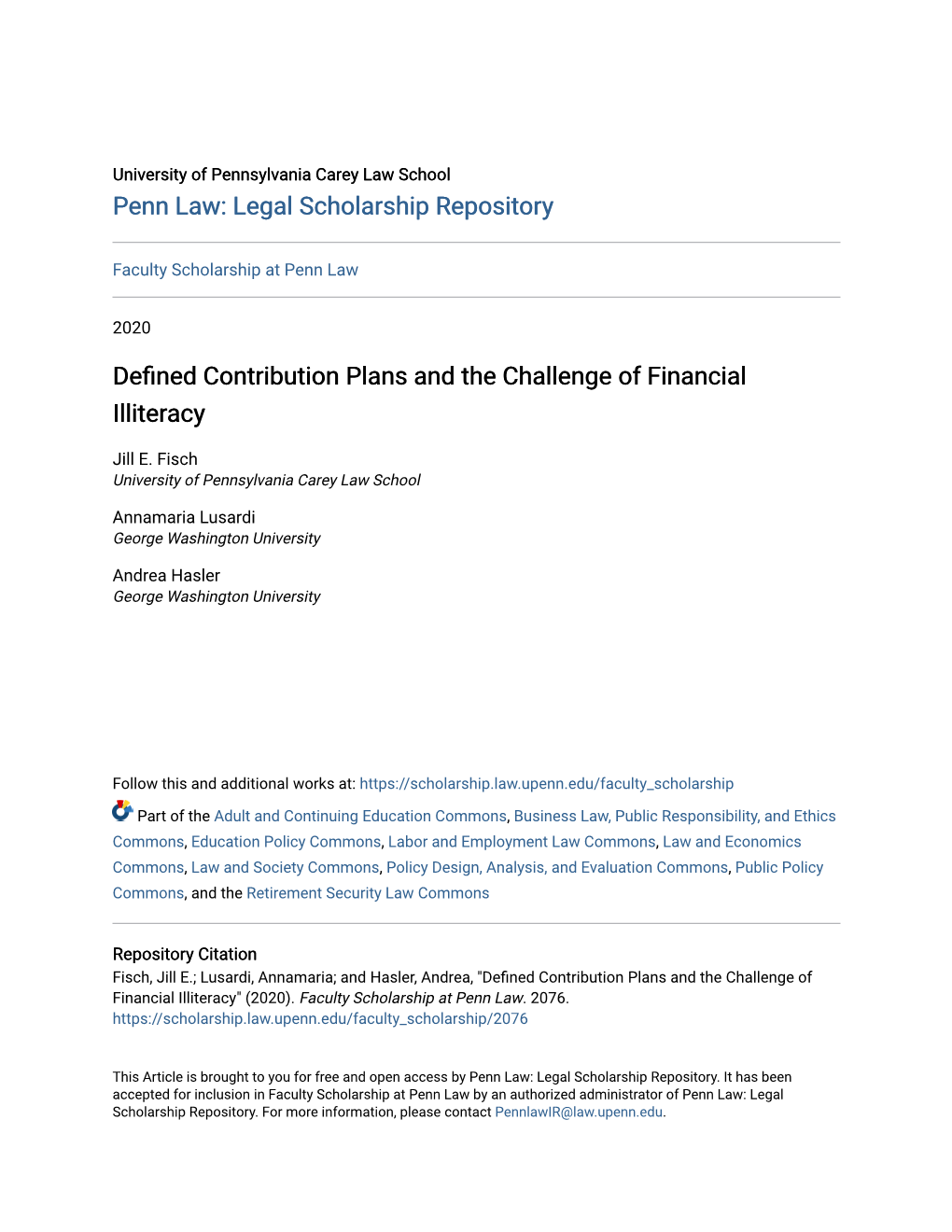 Defined Contribution Plans and the Challenge of Financial Illiteracy