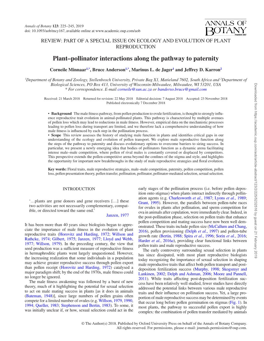 Plant–Pollinator Interactions Along the Pathway to Paternity