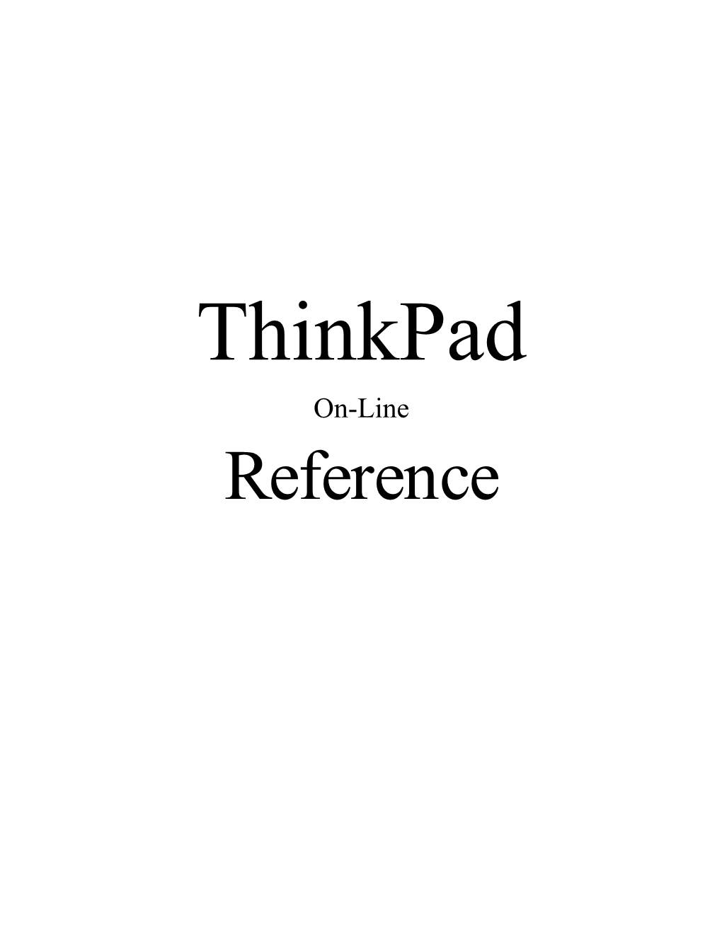 Thinkpad On-Line Reference 300 Series