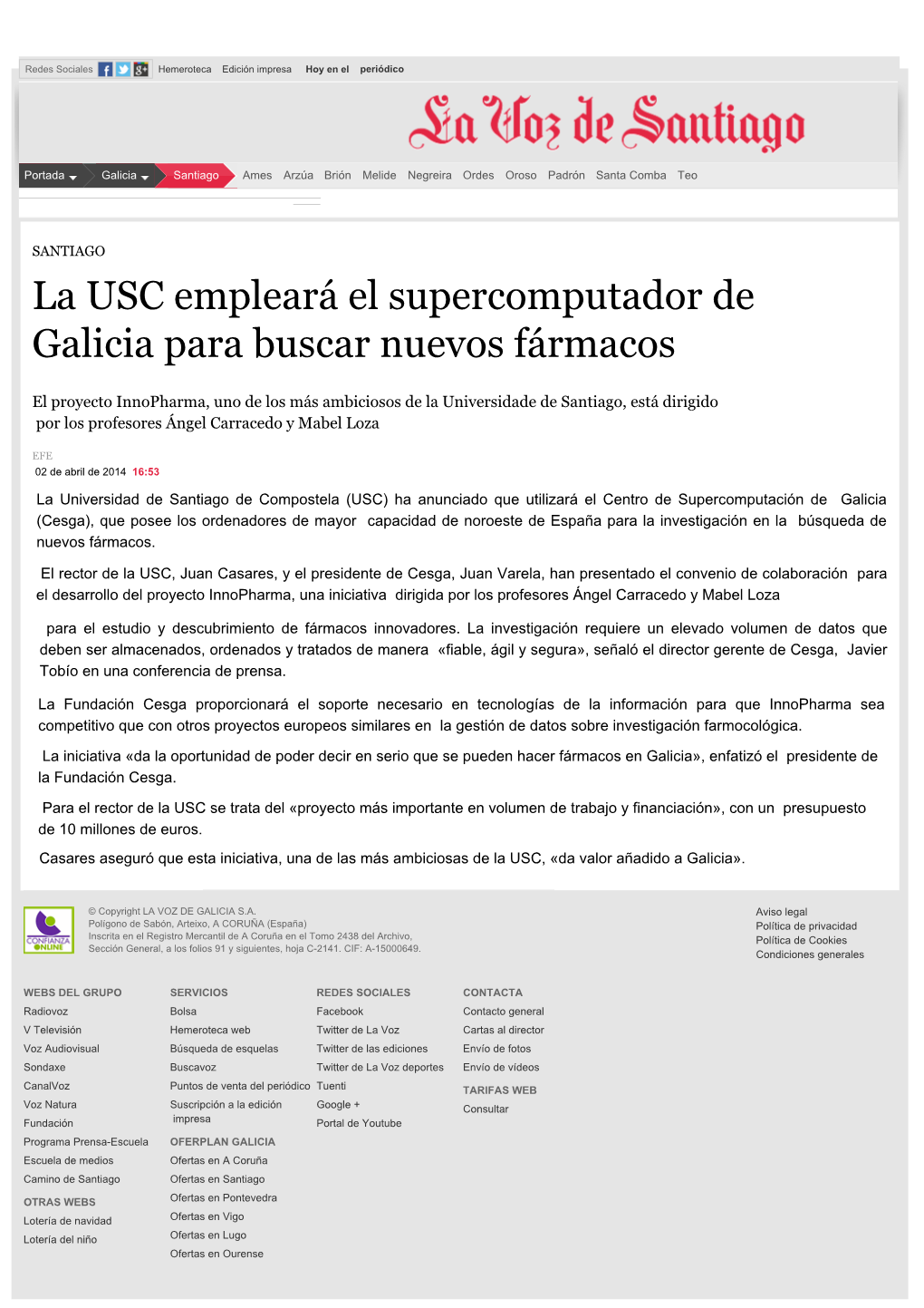 La USC Empleará El Supercomputador De Galicia Para Buscar Nuevos Fármacos