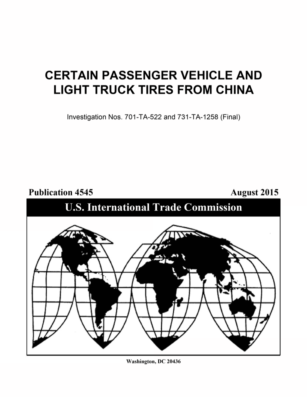 Certain Passenger Vehicle and Light Truck Tires from China