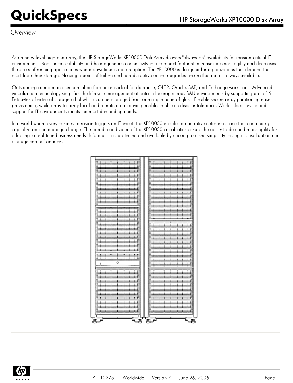 HP Storageworks XP10000 Disk Array Overview