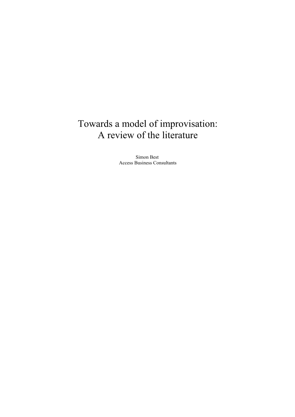 Towards a Model of Improvisation