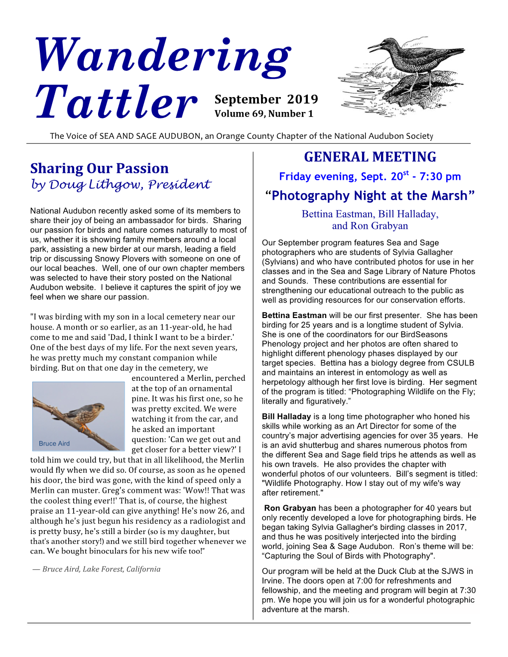 WANDERING TATTLER Newsletter