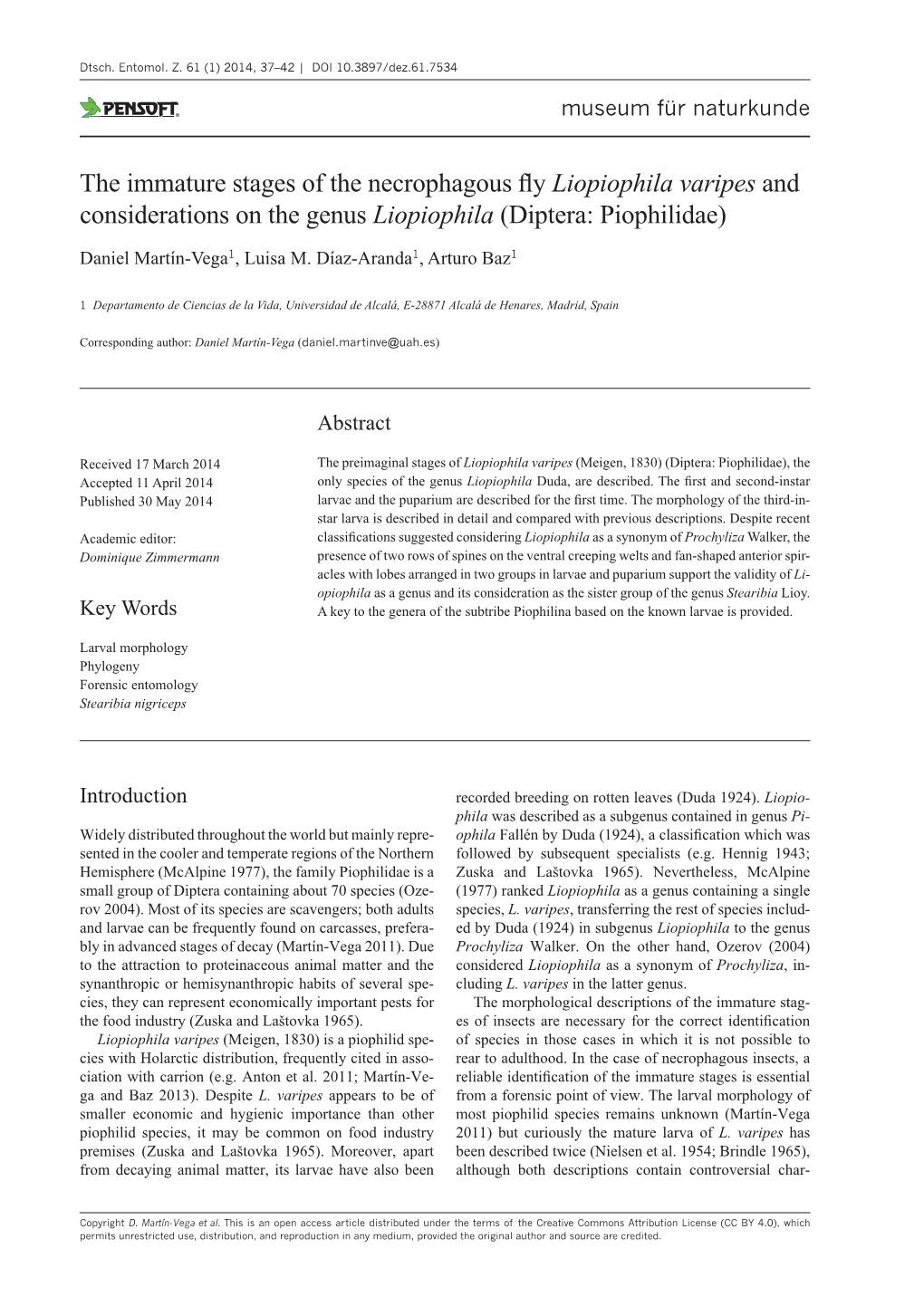 Liopiophila Varipes and Considerations on the Genus Liopiophila (Diptera: Piophilidae)