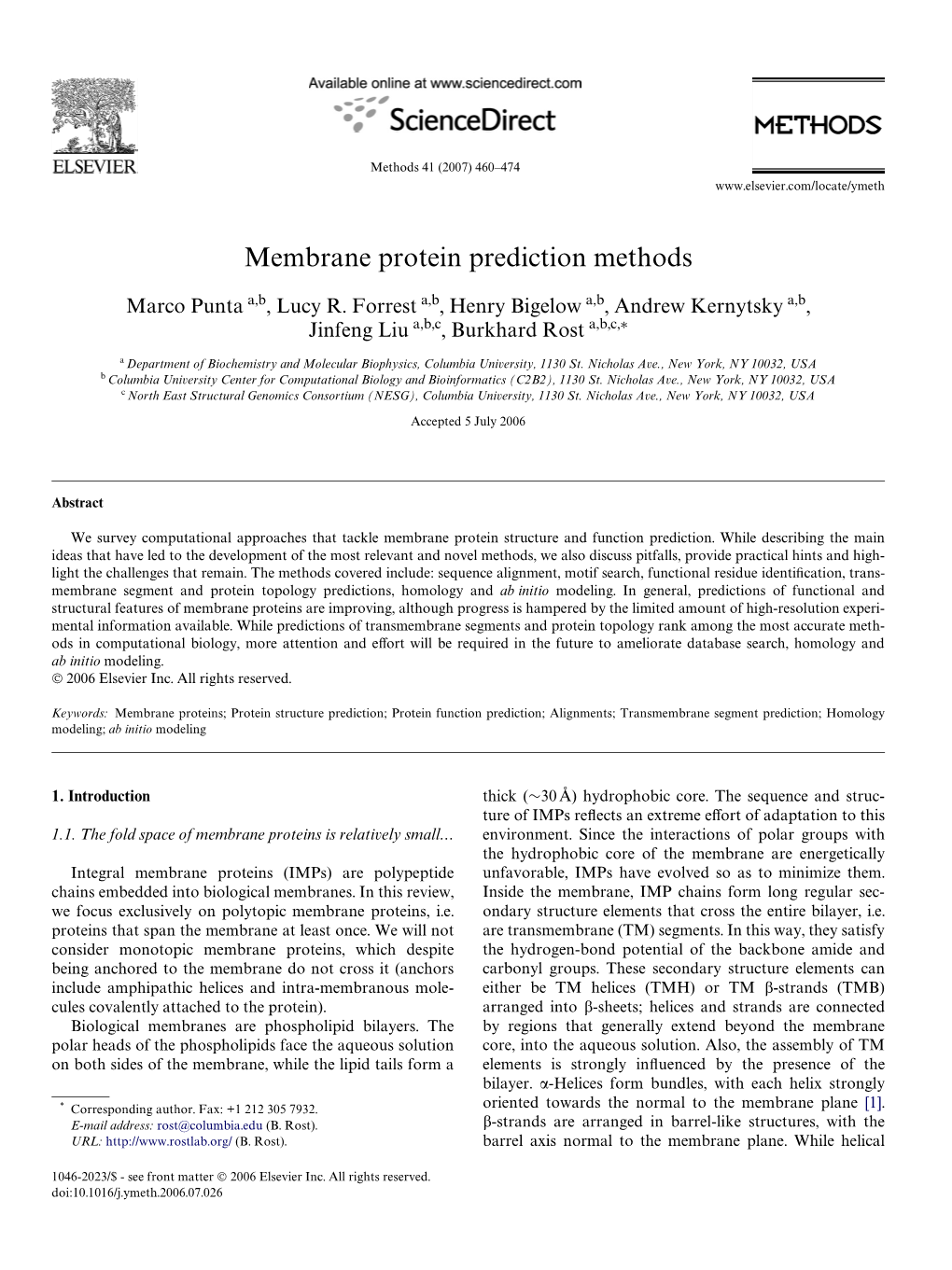 Membrane Protein Prediction Methods