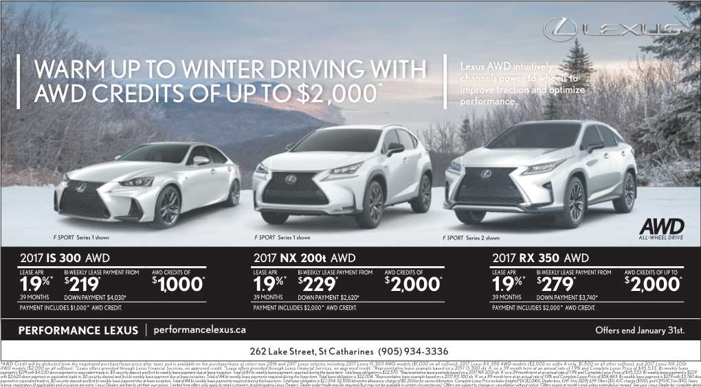 Warm up to Winter Driving with Awd Credits of up To