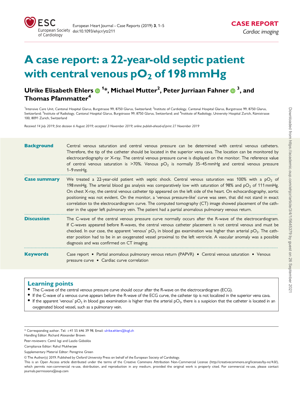 A 22-Year-Old Septic Patient with Central Venous Po2 of 198 Mmhg
