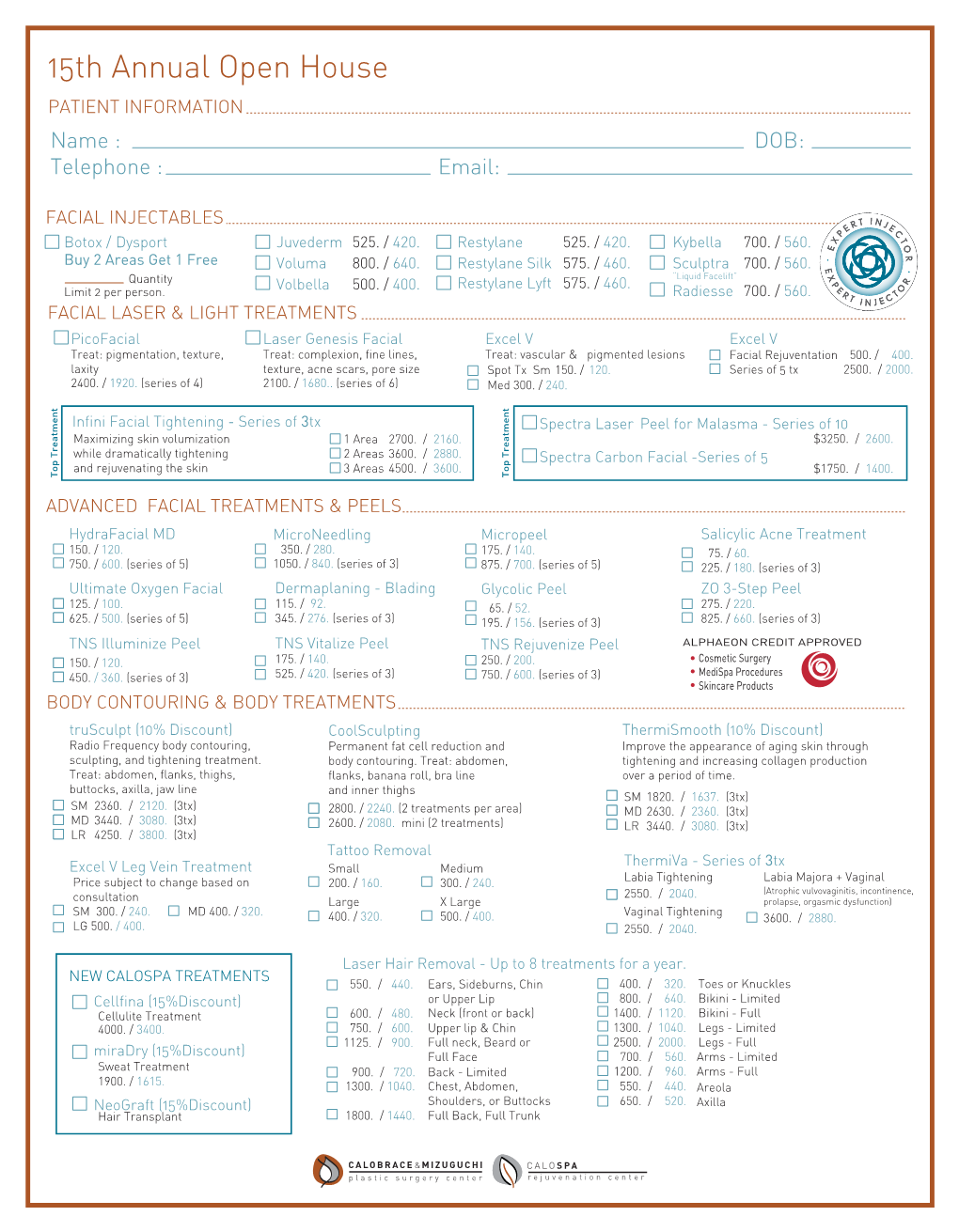 Open House Menu 2016